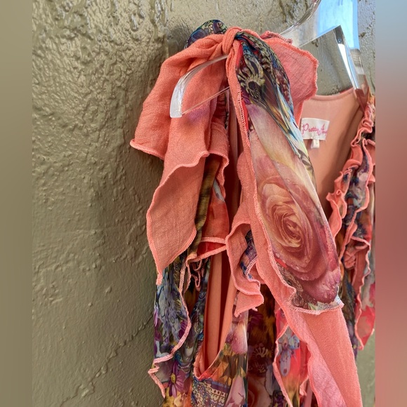 Y2K Dream Dress Short Mini Asymmetrical Handkerchief Silk Paris Hilton Layered L - Picture 9 of 16